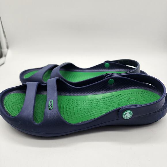 Crocs Sexi Strappy Sandal Navy Green Women’s W10 Lightweight Water Shoe - Picture 5 of 8